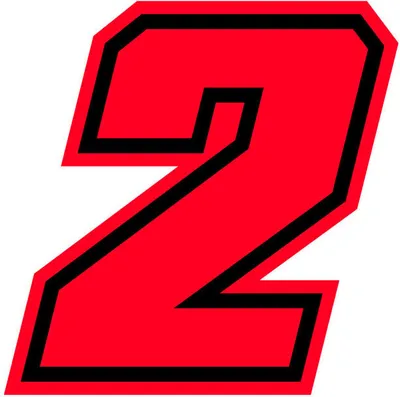 Image de Autocollant numéro de course pour Moto "2" Race Moto GP, Rouge Fluo, 10 x 10 cm