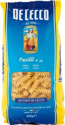 Obrázok produktu pre De Cecco fusilli číslo 34 z tvrdej pšenice semoliny 500g