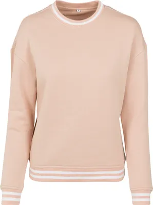Produktbild von Build Your Brand BY105 | Damen College Sweat Crew, Überschnittene Schultern - Farbe: Lightrose/White - Größe: S