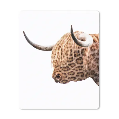 Produktbild von MuchoWow® Mauspad Mousepad Schottischer Highlander - Weiß - Pantherdruck 19x23 cm - Mousepads - Maus Mat - Pad - Mausunterlage - Mauspads - Spielen