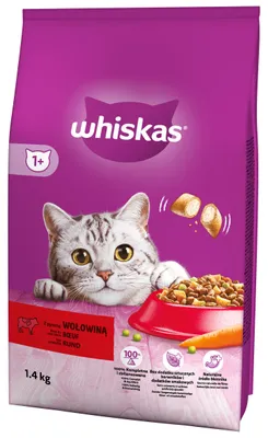 Produktbild von Whiskas Adult 1,4kg - Vollwertiges Trockenfutter für erwachsene Katzen mit Rindfleisch