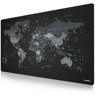 Zdjęcie produktu dla Titanwolf XXXL oversized mouse pad 1500x800mm, duży format XXXL, podkładka na biurko, gumowany spód, antypoślizgowa i zmywalna, gaming, precyzja i szybkość, mapa świata