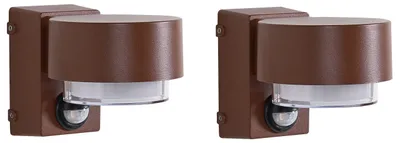 Produktbild von BELIANI LED Außenwandleuchte 2er Set Braun Metall Matt Modernes Design für Haustür Terrasse Garten Outdoor Wandlampe