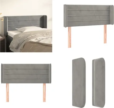 Produktbild von vidaXL Kopfteil mit Ohren Hellgrau 103x16x78/88 cm Samt - Kopfteil - Kopfteile - Bett-Kopfteil - Bettkopfteil