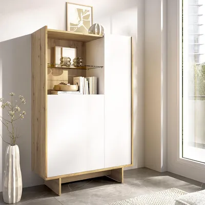 Image de Edgewood - Buffet, 30x81x138h cm Blanc, 4 Étagères