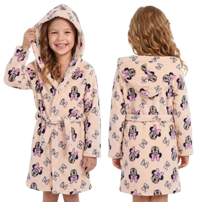 Produktbild von DISNEY Minnie Mouse Mädchen-Bademantel mit Gürtel, warmer, zum Binden gestalteter Morgenmantel mit Taschen, weicher Hausmantel  110-116
