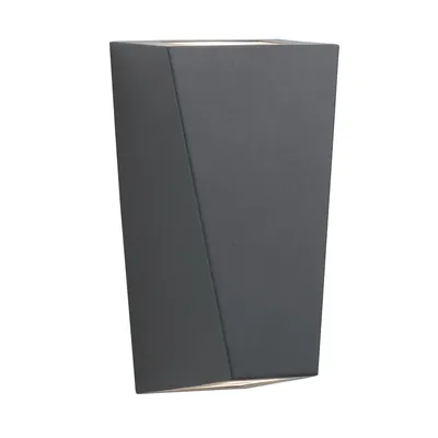 Produktbild von Wandlampe außen Glas Edelstahl GU10 IP44 Up Down H: 22 cm Schwarz 2-flammig Modern Außenlampe Wand