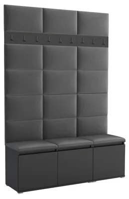 Produktbild von Garderobe LUTON 3 BLACK 15 – Farbe Schwarz, moderner Schrank 40x150x213 cm, funktionale Lösung für den Flur, Garderobeschrank, Flurmöbel