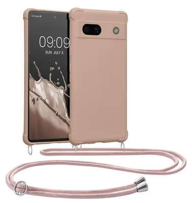 Produktbild von kwmobile Necklace Case kompatibel mit Google Pixel 7a Hülle - Cover mit Kordel zum Umhängen - Silikon Schutzhülle Coconut Swirl