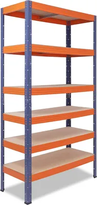 Produktbild von Pro 200x100x60 cm Schwerlastregal in blau-orange mit 6 Böden und 166 kg Traglast pro Boden