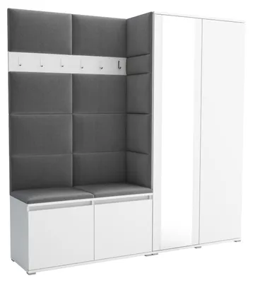 Produktbild von Garderobe LUTON 4 WHITE 33– Farbe weiß, moderner Schrank 40x190x186 cm, funktionale Lösung für den Flur, Garderobeschrank, Flurmöbel