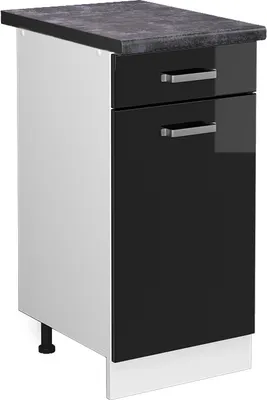 Produktbild von Küchenunterschrank Vicco R-Line Schwarz Hochglanz 40 cm , AP Anthrazit, Model 46634