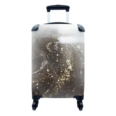 Produktbild von MuchoWow® Koffer Handgepäck Trolley Rollkoffer Kleine Reisekoffer mit 4 Rollen - Marmor - Luxus - Gold - Schwarz - Cabin Size < 55x40x23 cm & 55x40x20 cm - Fotokoffer - Kabinenkoffer - Boardgepäck - Reise-Box - Reisekoffer - Reisegepäck - Koffer mit Bild - Trolley für Kinder
