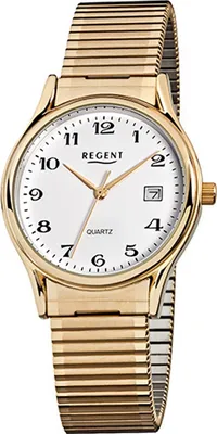 Produktbild von Regent Stahl Herren Uhr F-873 Quarzuhr Armband gold D2URF873