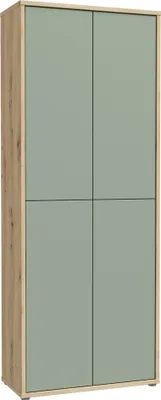 Produktbild von Schuhschrank >Alanna< 4 Türen, Salbei / Artisan Eiche Nachbildung - 74,5x191,9x34,9 (BxHxT)