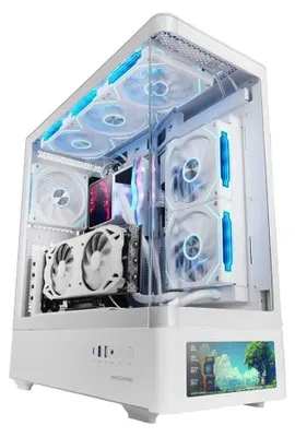 Image de Mars Gaming MCLCDPROW, tour moyenne, PC, blanc, ATX, Micro ATX, Mini-ITX, verre trempé, gaming