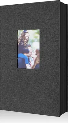 Zdjęcie produktu dla Lniana wsuwana fotoksiążka z 300 kieszeniami czarna 10x15cm