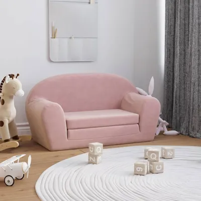 Obrázok produktu pre vidaXL Detská rozkladacia pohovka 2-miestna ružová Mäkký plyš