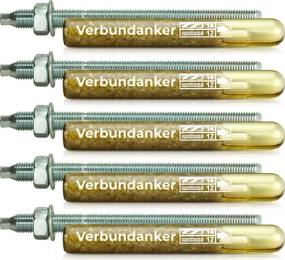 Produktbild von Isolbau Verbundanker Set - Verbundankerpatrone styrolfrei V12 + Ankerstange verzinkt M12 x 160 - ETA/ETAG Zulassung - 5 Stück