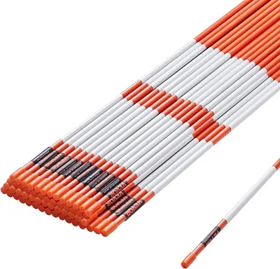 Produktbild von Einfahrtsmarkierungen, 50 Stück, 48 Zoll, 0,31 Zoll Durchmesser, orangefarbene Glasfaserstangen, Schneestangen mit reflektierendem Klebeband, 12-Zoll-Stahlbohrer und Schutzhandschuhe für Parkplätze, Gehwege, gute Sichtbarkeit