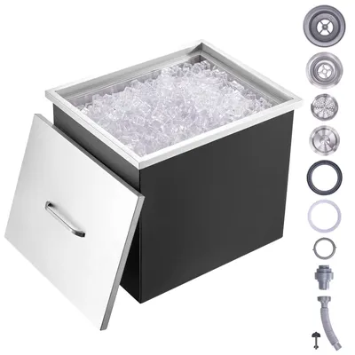Image de Glacière intégrée - Boîte isotherme - Refroidisseur à glace - Refroidisseur à boissons - Cuisine d'extérieur - 78 litres - Acier inoxydable