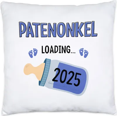 Produktbild von Patenonkel Loading 2025 Kissen Mit Füllung Geschenk Werdende Patenonkel Babynews mit Ladebalken Schwangerschaft Geschenkidee