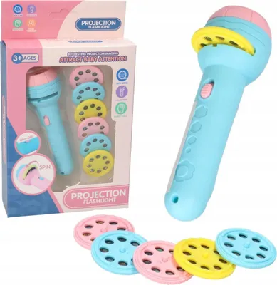 Immagine prodotto di Mini proiettore portatile torcia elettrica 2 in 1 blu per bambini 7606N