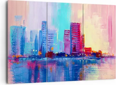 Produktbild von Bild auf Leinwand - Leinwandbild - Stadt Haus Straße - 165x110cm - Wand Bild - Wanddeko - Leinwanddruck - Bilder - Kunstdruck - Wanddekoration - Leinwand bilder - Wandkunst - CE165x110-4023