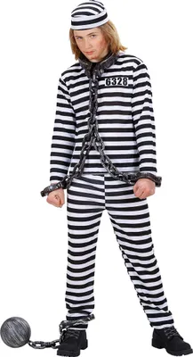 Produktbild von Kostüm Kid Sträfling Schwarz Weiß Größe: 158