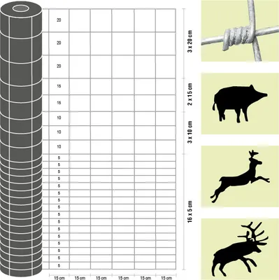 Produktbild von Weidezaun / Wildzaun Taurus Forstwirtschaft leicht, Rollenlänge: 50 m, Kantendrähte: ø 2,4 mm, Draht: ø 1,9 mm - Höhe: 200 cm