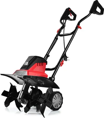 Produktbild von 1500 W Elektro-Bodenhacke/Gartenfraese/Bodenfraese mit 6 Hackmessern, 22 cm Arbeitstiefe, 45 cm Arbeitsbreite, Radposition Klappbar&Einstellbar, Starke Motivation, Rot + Schwarz