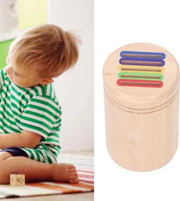 Imagen del producto de Juguete sensorial para la clasificación de colores, caja de monedas de madera, vaso educativo para niños