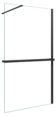 Produktbild von AICA_90x200cm Walk in Schwarz Duschwand mit Stabilisator 8mm NANO ESG-Glas mit Duschregal Handtuchhalter Duschtrennwand F129B