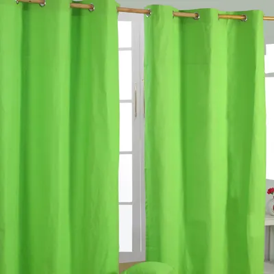 Produktbild von HOMESCAPES Gardinen unifarben grün 2er Set 137 x 117 cm
