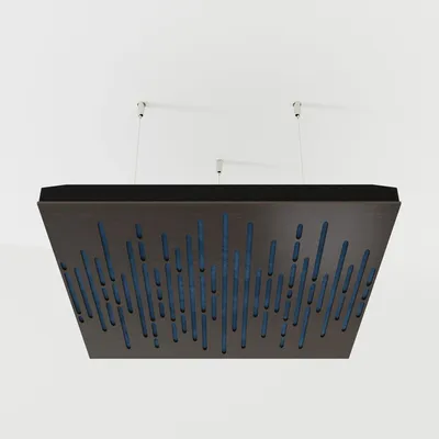 Zdjęcie produktu dla Zestaw 4 paneli akustycznych do sufitu, wzór WAVE, materiał: aksamit, wymiary: 50x50x5 cm, kolor: wenge/niebieski