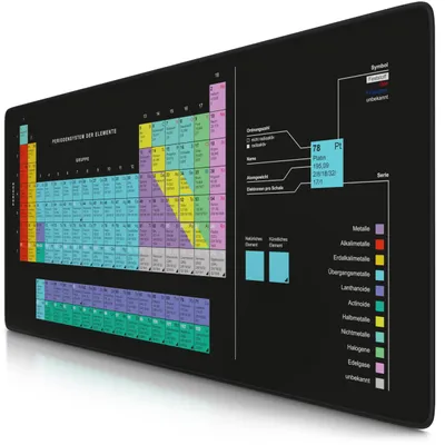 Produktbild von Titanwolf - XXXL Übergröße Mauspad 900x400mm, Gaming Mousepad Groß 90x40 cm Tischunterlage Large Size verbessert Präzision und Geschwindigkeit XXXL für Logitech Maus und Tastatur, Periodensystem