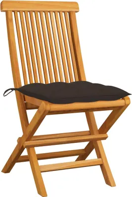 Produktbild von vidaXL Gartenstühle mit Taupe Kissen 2 Stk. Massivholz Teak