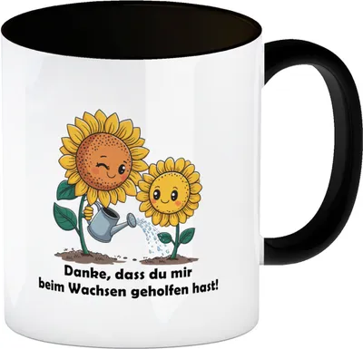 Produktbild von Danke - Sonnenblumen Kaffeebecher in schwarz