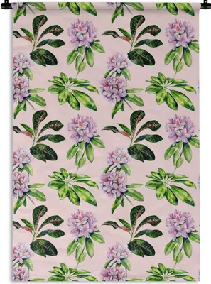 Produktbild von MuchoWow® Wandteppich Wandbehang Blumen - Hortensie - Muster 90x135 cm Tapisserie Dekoration Wandtuch - Baumwolle - Wandskulptur