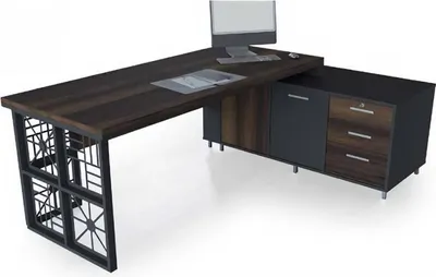 Produktbild von Designer Arbeitszimmer Set Schreibtisch Couchtisch Sideboard Holz Metall