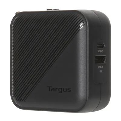 Produktbild von Targus - Netzteil - GaN - 65 Watt - PD - 2 Ausgabeanschlussstellen (USB Typ A, 24 pin USB-C) - Schwarz
