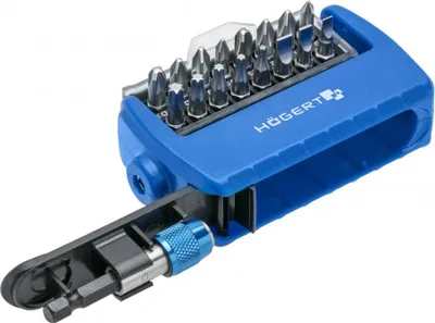 Produktbild von Högert HT1S401 Schrauberbit-Set 17-teilig magnetischer Bithalter Bit-Satz Bit-Set