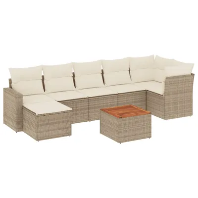 Produktbild von vidaXL 8-tlg. Garten-Sofagarnitur mit Kissen Beige Poly Rattan