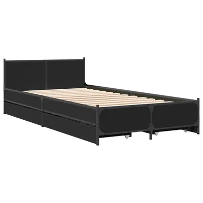 Produktbild von Bettgestell mit Schubladen Schwarz 75x190 cm Holzwerkstoff
