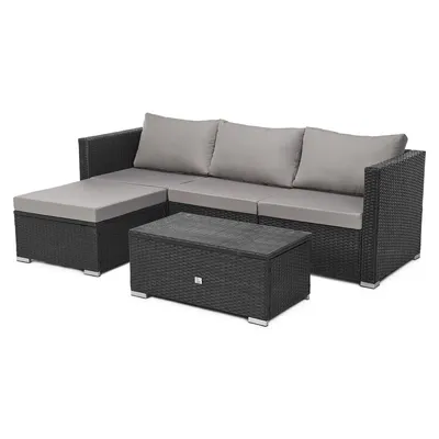 Produktbild von SVITA QUEENS Polyrattan Lounge Eck-Sofa Gartenmöbel Set schwarz