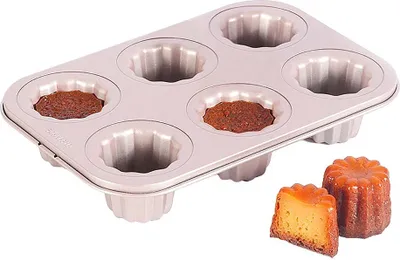 Image de CANDeal 6 Tasse Moules à cannelés, Mini Moule à pain, Moule à muffins et cupcakes, Antiadhésif