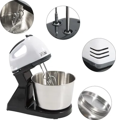 Produktbild von Elektrický mixér Ruční mixér na těsto Kuchyňské roboty, mixéry a míchačky 7rychlostní hnětač s 1,7l mísou z nerezové oceli