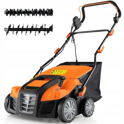 Obrázek produktu pro Elektrický provzdušňovač trávníku ET10082DE-OR, 2 v 1, se šířkou sečení 41 cm, oranžovo/černý