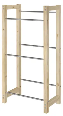 Produktbild von Getränkekistenregal aus Edelstahl und Massivholz Boxenregal 90.81-01