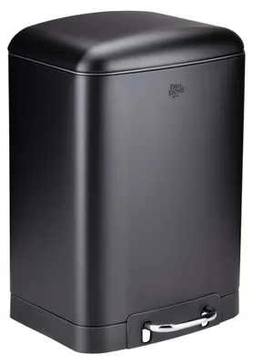 Produktbild von Dirt Devil Tretmülleimer 12L – Mülleimer Küche mit Soft Close – Abfalleimer aus Edelstahl – Herausnehmbarer Inneneimer – 27,5 x 25,5 x 40,2 CM – Schwarz
